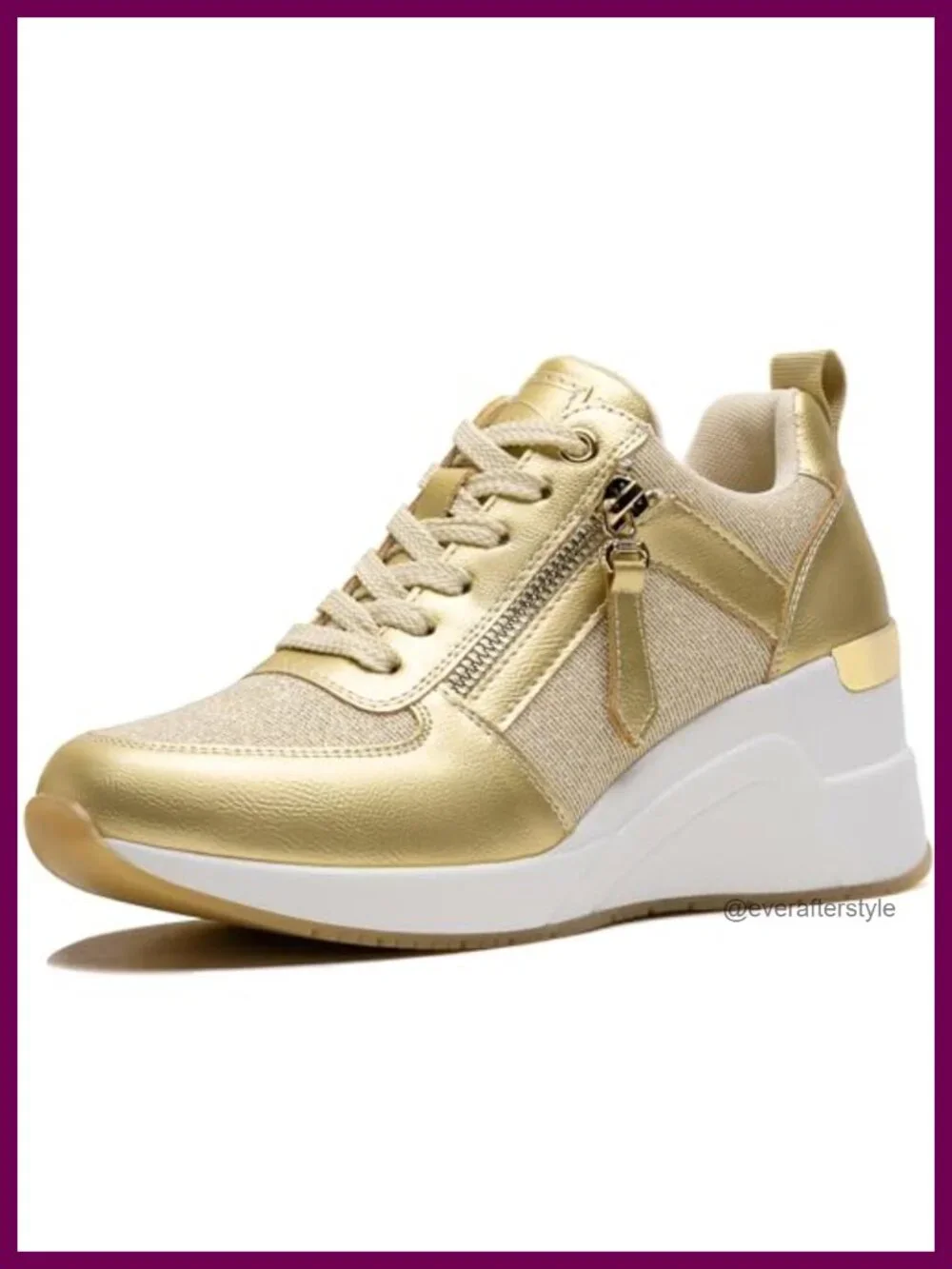Wedge Sneakers for Women Platform Tennis Shoes Breathable Knit Lace-Up